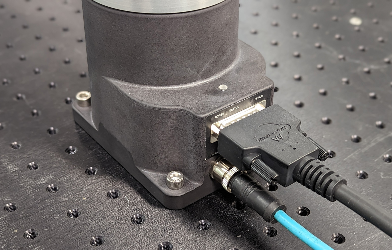 The robot base installed, with the connectors attached