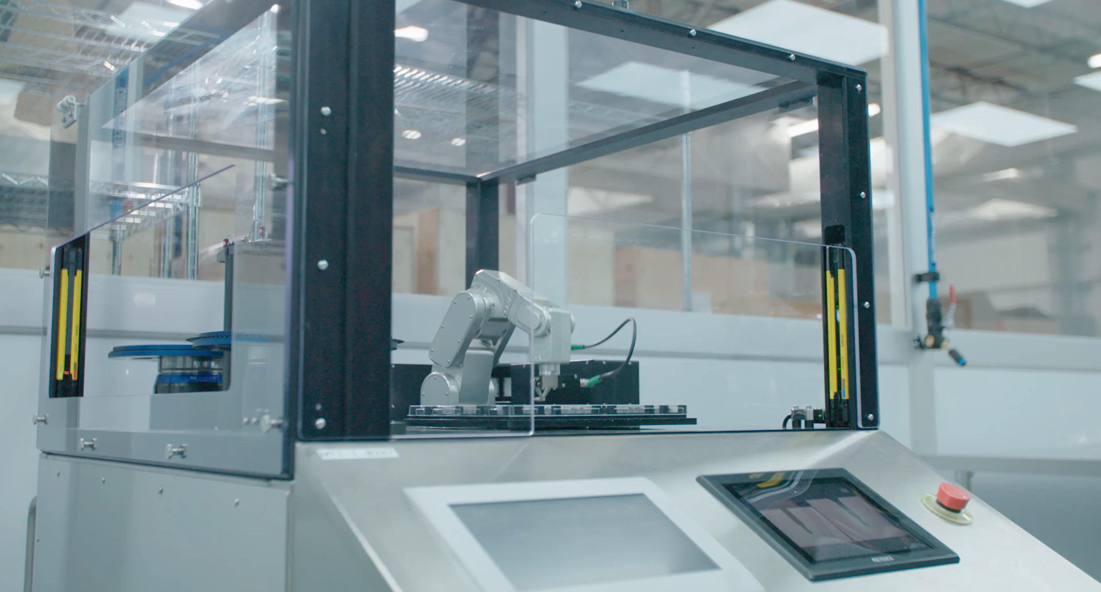 The Meca500 must be operated inside a safety enclosure (photo courtesy of Mati Therapeutics)