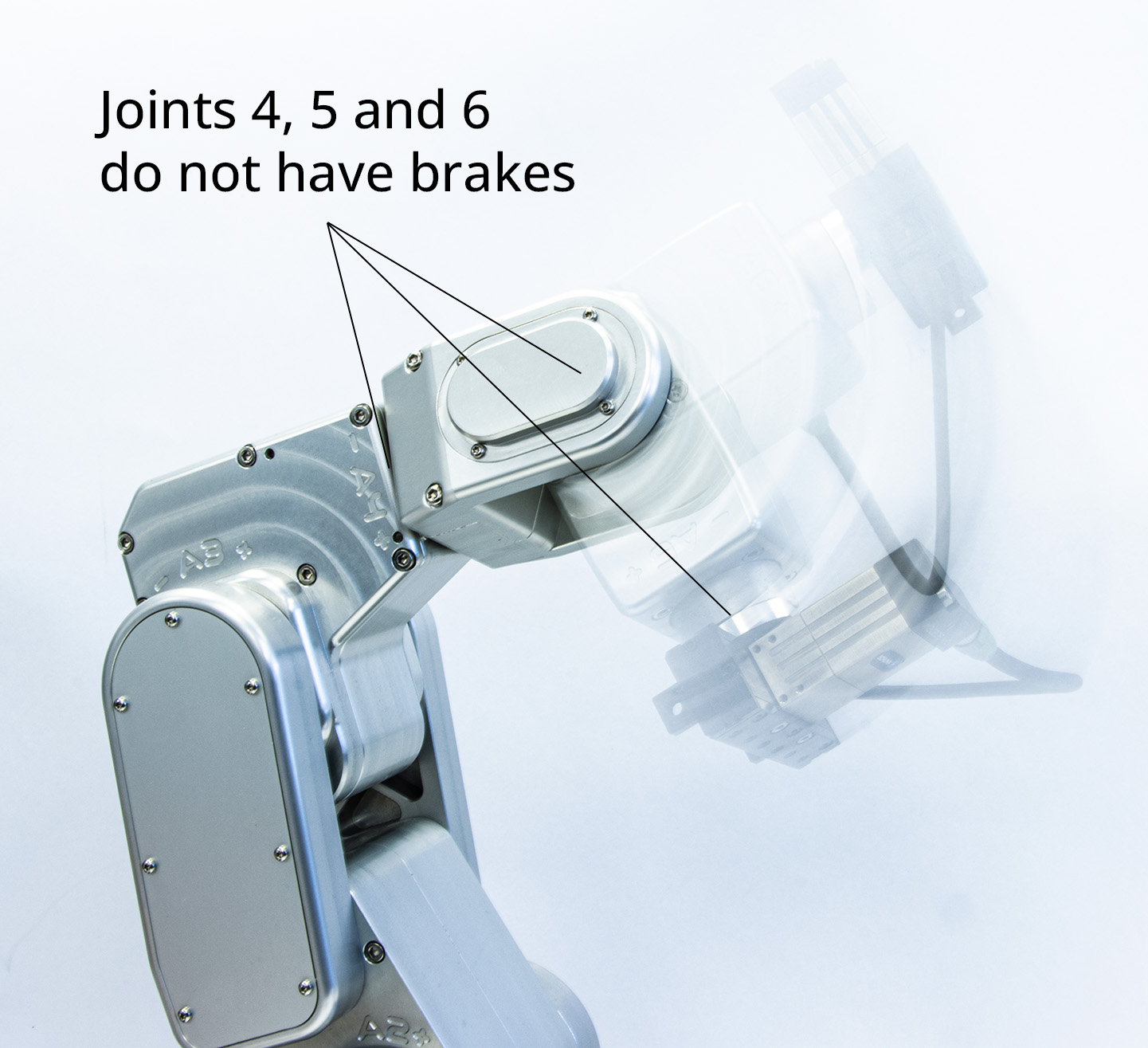 When the robot is deactivated, the end-effector will slowly move downwards under the effects of gravity