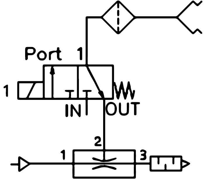 Pneumatic circuit in the case of a double-action pneumatic gripper